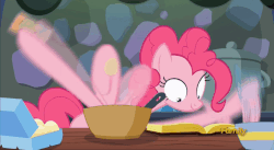 Size: 752x412 | Tagged: safe, screencap, pinkie pie, earth pony, pony, every little thing she does, g4, season 6, animated, cartoon physics, discovery family logo, egg, extreme speed animation, female, fiducia compellia, gif, gotta go fast, hypnosis, hypnotized, loop, pinkie being pinkie, pinkie physics, ponk, rapidly, solo