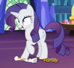 Size: 524x483 | Tagged: safe, screencap, rarity, pony, unicorn, every little thing she does, g4, season 6, animated, discovery family logo, female, fiducia compellia, gif, hypnosis, hypnotized, loop, solo, trotting, trotting in place