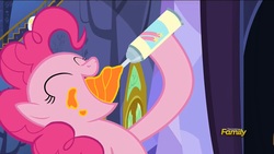 Size: 1920x1080 | Tagged: safe, color edit, edit, edited screencap, screencap, pinkie pie, every little thing she does, g4, cheese whiz, colored, discovery family logo, easy cheese, female, solo