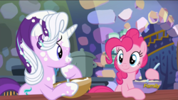 Size: 1920x1080 | Tagged: safe, screencap, pinkie pie, starlight glimmer, pony, every little thing she does, g4, my little pony: friendship is magic, baking, discovery family logo, duo, female, forgiveness, mare