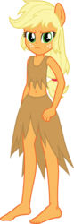 Size: 1796x5379 | Tagged: safe, artist:osipush, applejack, human, equestria girls, g4, barefoot, belly button, clothes, commission, eqg giants, feet, female, flash puppet, freckles, high res, midriff, ponied up, pony coloring, solo, torn clothes