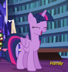 Size: 391x415 | Tagged: safe, screencap, twilight sparkle, alicorn, pony, every little thing she does, g4, my little pony: friendship is magic, cute, discovery family logo, eyes closed, female, mare, smiling, solo, twiabetes, twilight sparkle (alicorn)