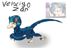 Size: 1920x1200 | Tagged: safe, artist:mildockart, screencap, indigo zap, dinosaur, velociraptor, equestria girls, g4, my little pony equestria girls: friendship games, dinosaurified, female, goggles, sharp teeth, solo, species swap