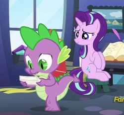 Size: 451x419 | Tagged: safe, screencap, spike, starlight glimmer, every little thing she does, g4, starlight's room