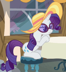 Size: 438x477 | Tagged: safe, screencap, rarity, pony, every little thing she does, g4, season 6, animated, female, gif, hangover, headache, solo