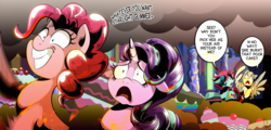 Size: 3000x1440 | Tagged: safe, artist:dormin-dim, pinkie pie, starlight glimmer, oc, every little thing she does, g4, fiducia compellia, horrified, horror, mind control, that was fast, this will end in cupcakes, widescreen