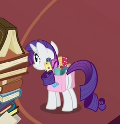 Size: 355x365 | Tagged: safe, screencap, rarity, pony, every little thing she does, g4, butt, cropped, female, mare, plot, rearity, saddle bag, solo