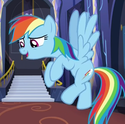 Size: 369x368 | Tagged: safe, screencap, rainbow dash, pony, every little thing she does, g4, cute, female, flying, mare, solo