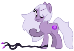 Size: 860x600 | Tagged: safe, artist:cleverderpy, earth pony, pony, amethyst, amethyst (steven universe), crossover, female, gem, hilarious in hindsight, lips, lyrics in the description, mare, ponified, quartz, solo, song in the description, steven universe, weapon, whip