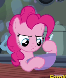 Size: 422x500 | Tagged: safe, screencap, pinkie pie, earth pony, pony, every little thing she does, g4, season 6, animated, female, gif, loop, mare, solo