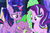 Size: 687x454 | Tagged: safe, screencap, spike, starlight glimmer, twilight sparkle, alicorn, pony, every little thing she does, g4, discovery family logo, twilight sparkle (alicorn)