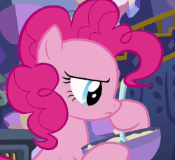 Size: 551x505 | Tagged: safe, screencap, pinkie pie, earth pony, pony, every little thing she does, g4, season 6, animated, female, frown, gif, loop, mare, solo