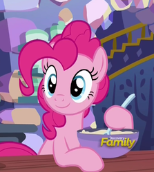 Size: 347x389 | Tagged: safe, screencap, pinkie pie, earth pony, pony, every little thing she does, g4, cute, discovery family logo, female, mare, solo