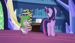 Size: 523x303 | Tagged: safe, screencap, spike, starlight glimmer, twilight sparkle, alicorn, pony, every little thing she does, g4, animated, butt, exhausted, gif, plot, tired, twibutt, twilight sparkle (alicorn)