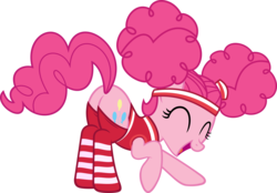 Size: 6000x4180 | Tagged: safe, artist:slb94, pinkie pie, buckball season, g4, absurd resolution, butt, butt shake, clothes, excited, female, pinktails pie, plot, simple background, socks, solo, striped socks, transparent background, vector