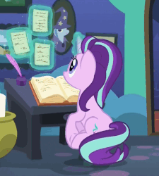Size: 587x653 | Tagged: safe, screencap, starlight glimmer, pony, unicorn, every little thing she does, g4, season 6, animated, butt, cropped, female, gif, glimmer glutes, plot, solo, starlight's room