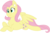 Size: 866x565 | Tagged: safe, artist:iamjudyc4rbunkle, fluttershy, g4, chest fluff, cute, ear fluff, female, lying down, shyabetes, simple background, smiling, solo, spread wings, white background