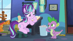 Size: 864x484 | Tagged: safe, screencap, spike, starlight glimmer, every little thing she does, g4, season 6, animated, cute, gif, glimmerbetes, starlight's room