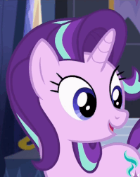 Size: 386x484 | Tagged: safe, screencap, starlight glimmer, pony, every little thing she does, g4, season 6, animated, female, gif, reaction image, solo