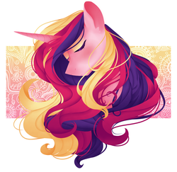 Size: 1371x1335 | Tagged: safe, artist:0sweetcoconut0, princess cadance, g4, bust, eyes closed, female, portrait, solo