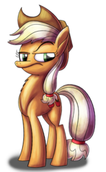 Size: 600x976 | Tagged: safe, artist:piemations, applejack, g4, female, raised eyebrow, simple background, solo, transparent background