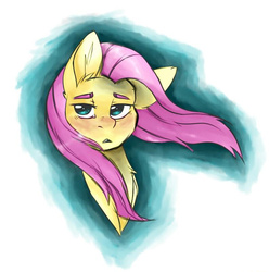 Size: 794x800 | Tagged: safe, artist:emolivz, fluttershy, g4, bust, colored eyebrows, female, lidded eyes, looking away, open mouth, portrait, solo, unamused, windswept mane