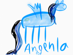 Size: 2048x1536 | Tagged: safe, artist:super trampoline, oc, oc only, oc:angenla, alicorn, pony, 1000 hours in ms paint, alicorn oc, blue fur, ms paint, ponytail, solo