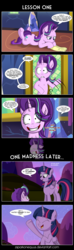 Size: 1675x5666 | Tagged: safe, artist:zsparkonequus, starlight glimmer, twilight sparkle, alicorn, pony, every little thing she does, g4, lesson zero, comic, here we go again, history repeats itself, insanity, snaplight glimmer, song in the comments, twilight sparkle (alicorn)