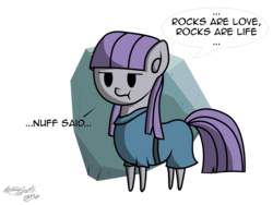 Size: 3264x2448 | Tagged: safe, artist:zsparkonequus, part of a set, maud pie, earth pony, pony, series:miniponi, g4, cutie mark, female, high res, mare, part of a series, poem, rock, solo, that pony sure does love rocks
