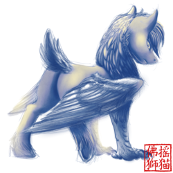 Size: 1000x1000 | Tagged: safe, artist:rattlesire, oc, oc only, oc:cirrus sky, hippogriff, original species, looking at you, looking back, sketch, solo, talons, underhoof