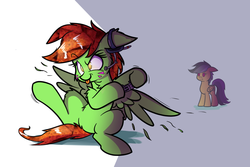 Size: 1280x853 | Tagged: safe, artist:heir-of-rick, daring do, oc, oc:dorito dew, g4, chips, controller, doritos, face paint, food, gaming, headset, tongue out, unmoving plaid