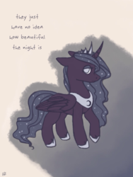 Size: 768x1024 | Tagged: safe, artist:domidelance, princess luna, g4, female, sad, solo