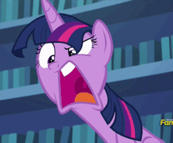 Size: 598x494 | Tagged: safe, screencap, twilight sparkle, alicorn, pony, every little thing she does, g4, angry, bookshelf, faic, female, frown, gif, glare, how do you make your neck go like that?, long neck, looking down, mare, mawshot, non-animated gif, open mouth, raised eyebrow, sitting, solo, tongue out, twilight sparkle (alicorn), uvula