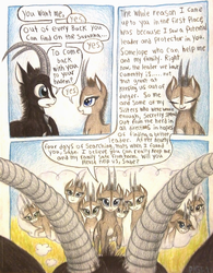 Size: 1066x1364 | Tagged: safe, artist:thefriendlyelephant, oc, oc only, oc:sabe, oc:uganda, antelope, giant sable antelope, comic:sable story, animal in mlp form, comic, cute, dialogue, harem, horns, imagination, lidded eyes, pleading, speech bubble, thought bubble, traditional art
