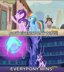 Size: 690x778 | Tagged: safe, edit, edited screencap, screencap, rainbow dash, starlight glimmer, every little thing she does, g4, my little pony: friendship is magic, the cutie map, callback, caption, image macro, meme