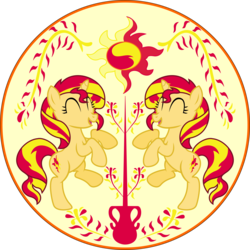 Size: 4000x4002 | Tagged: safe, artist:seahawk270, sunset shimmer, pony, unicorn, g4, absurd resolution, cute, eyes closed, female, happy, hex sign, open mouth, shimmerbetes, solo