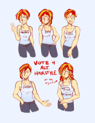 Size: 1280x1646 | Tagged: safe, artist:mlp-hearts, sunset shimmer, equestria girls, g4, alternate hairstyle, clothes, harambe, human coloration, masculine, succ, tank top