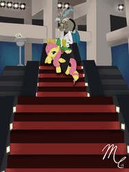 Size: 900x1200 | Tagged: safe, artist:sunsetsovereign, discord, fluttershy, g4, clothes, dress, gideon graves, scott pilgrim vs the world