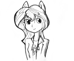 Size: 1223x1011 | Tagged: safe, artist:tjpones edits, edit, editor:dsp2003, sunset shimmer, equestria girls, g4, female, lineart, monochrome, simple background, sketch, solo, traditional art, white background