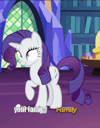 Size: 379x486 | Tagged: safe, edit, edited screencap, screencap, rarity, every little thing she does, g4, animated, brainwashing, discovery family logo, female, fiducia compellia, gif, image macro, meme, metaphor, metaphor gif, mind control, paper, solo, stomping