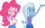 Size: 6241x3936 | Tagged: safe, artist:limedazzle, pinkie pie, trixie, equestria girls, g4, my little pony equestria girls: legend of everfree, absurd resolution, bracelet, camp everfree outfits, clothes, duo, facepalm, fist, inkscape, jewelry, shorts, show accurate, simple background, transparent background, vector