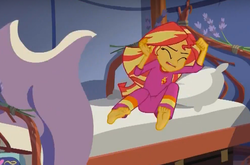 Size: 700x462 | Tagged: safe, screencap, sunset shimmer, equestria girls, g4, my little pony equestria girls: legend of everfree, barefoot, cropped, feet, female, karate, kung fu shimmer, legend of everfeet, solo, sunset's sleepfighting