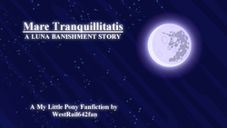 Size: 1280x720 | Tagged: safe, artist:westrail642fan, fanfic:mare tranquillitatis: a luna banishment story, g4, fanfic art, fanfic cover, flipped, glowing text, mare in the moon, moon, text