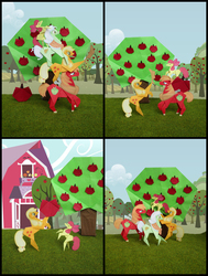 Size: 1406x1862 | Tagged: safe, artist:malte279, apple bloom, applejack, big macintosh, granny smith, earth pony, pony, g4, apple family, male, origami, stallion, sweet apple acres