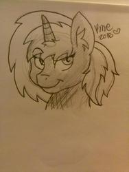 Size: 720x960 | Tagged: artist needed, safe, oc, oc only, oc:frenzy nuke, pony, unicorn, monochrome, solo, speed art, traditional art