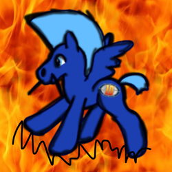 Size: 1000x1000 | Tagged: safe, artist:sportifli, oc, oc only, oc:sportifli, pegasus, pony, downvote bait, fire, joke oc, male, op wants attention