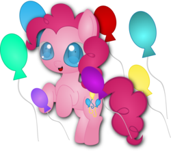 Size: 1024x907 | Tagged: safe, artist:spophia, pinkie pie, earth pony, pony, g4, balloon, female, rearing, solo