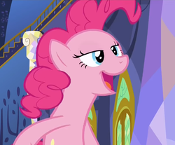 Size: 577x477 | Tagged: safe, screencap, pinkie pie, earth pony, pony, every little thing she does, g4, cropped, female, lidded eyes, mare, solo