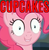 Size: 629x641 | Tagged: safe, edit, edited screencap, screencap, pinkie pie, fanfic:cupcakes, every little thing she does, g4, caption, female, fiducia compellia, food, horror, image macro, meme, mind control, pinkamena diane pie, reaction image, smiling, solo, text, this will end in cupcakes, thousand yard stare
