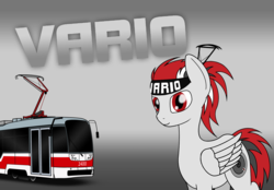Size: 2880x2000 | Tagged: safe, artist:subway777, oc, oc only, oc:vario, pegasus, pony, high res, pantograph, ponified, solo, tram